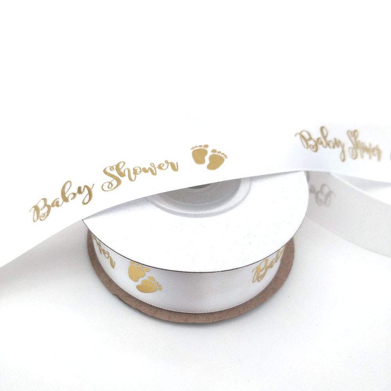 OLILLY Ribbon White and Gold for Baby Shower (White and Gold) - Image 2